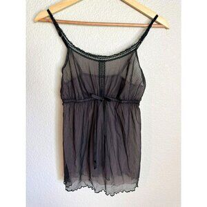 SIMPLY VERA Vera Wang Black Size Large Babydoll Nightie Teddy Bow Sheer